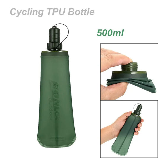 500ml 折りたたみ式ソフトボトル｜TPU製｜アウトドア・フィットネス用給水ボトル
